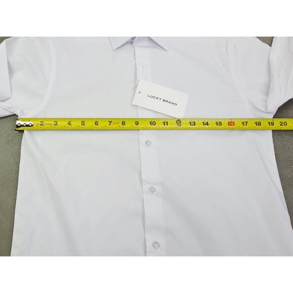Lucky Brand slim Fit Stretch Size 14-14.5 32/33 Small Mens White L/S Shirt NWT - Picture 3 of 11